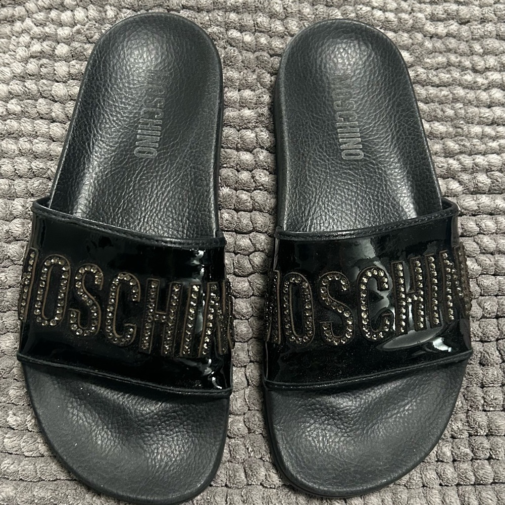 MOSCHINO rhinestone slides 38